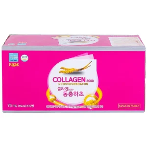 Nước Collagen5000 Đông Trùng Hạ Thảo Biok hỗ trợ ngăn ngừa quá trình lão hóa, tăng cường đề kháng (10 chai x 75ml)