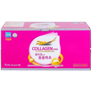 Nước Collagen5000 Đông Trùng Hạ Thảo Biok hỗ trợ ngăn ngừa quá trình lão hóa, tăng cường đề kháng (10 chai x 75ml)