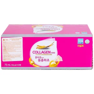 Nước Collagen5000 Đông Trùng Hạ Thảo Biok hỗ trợ ngăn ngừa quá trình lão hóa, tăng cường đề kháng (10 chai x 75ml)