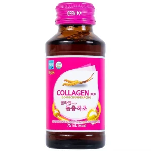 Nước Collagen5000 Đông Trùng Hạ Thảo Biok hỗ trợ ngăn ngừa quá trình lão hóa, tăng cường đề kháng (10 chai x 75ml)