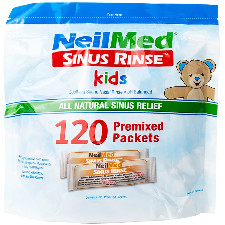 Muối rửa mũi Neilmed Sinus Rinse Kids giảm và ngăn ngừa các chứng viêm mũi dị ứng cho trẻ (120 gói)