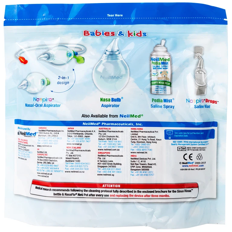 Muối rửa mũi Neilmed Sinus Rinse Kids giảm và ngăn ngừa các chứng viêm mũi dị ứng cho trẻ (120 gói)