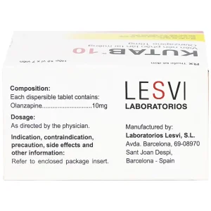 Thuốc Kutab 10 Levis điều trị tâm thần phân liệt, giai đoạn hưng cảm vừa đến nặng (12 vỉ x 7 viên)