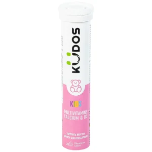 Viên sủi Kudos Kids Multivitamins Plus Calcium & D3 hương dưa hấu giúp bổ sung calci và vitamin cho cơ thể (20 viên)