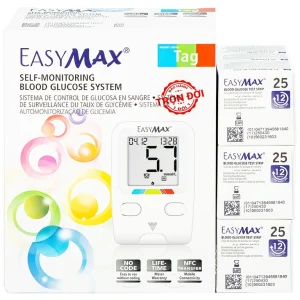Combo 3 hộp que thử đường huyết Easy Max (25 que - Tặng máy do đường huyết Easy Max Tag)