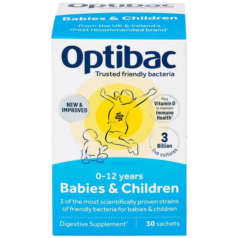 Bột Optibac Babies and Children Optibac Probiotics bổ sung lợi khuẩn cho đường ruột, hỗ trợ tiêu hóa (30 gói)