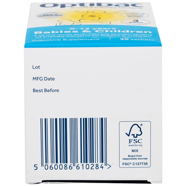 Bột Optibac Babies and Children Optibac Probiotics bổ sung lợi khuẩn cho đường ruột, hỗ trợ tiêu hóa (30 gói)