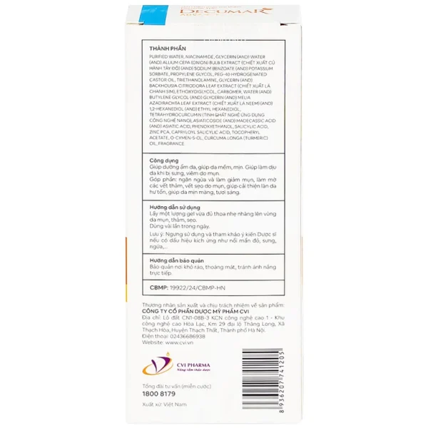 Gel chấm mụn, mờ thâm Decumar Advance THC 20g dưỡng ẩm da, da mềm, mịn