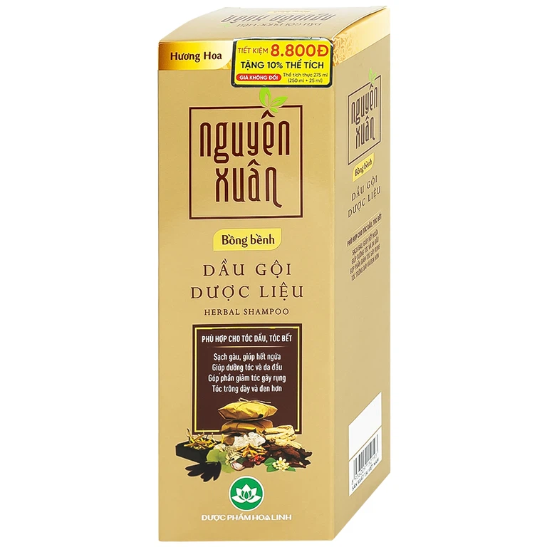 Dầu gội Dược liệu Nguyên Xuân Vàng Hoa Linh 275ml giảm gãy rụng, tóc khô và xơ