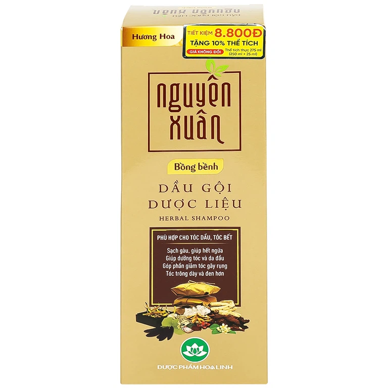 Dầu gội Dược liệu Nguyên Xuân Vàng Hoa Linh 275ml giảm gãy rụng, tóc khô và xơ