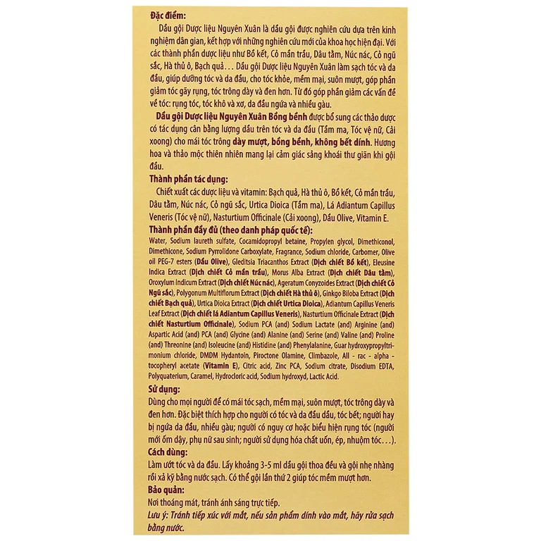 Dầu gội Dược liệu Nguyên Xuân Vàng Hoa Linh 275ml giảm gãy rụng, tóc khô và xơ