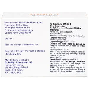 Thuốc Stamlo-T 40mg/5mg Dr.Reddy điều trị tăng huyết áp (4 vỉ x 7 viên)