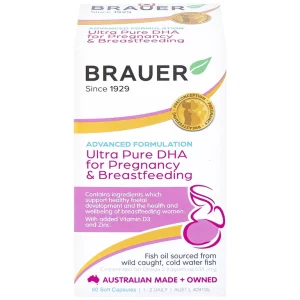 Viên uống hỗ trợ phụ nữ mang thai và phụ nữ cho con bú Brauer Ultra Pure Dha For Pregnancy & Breastfeeding (60 viên)