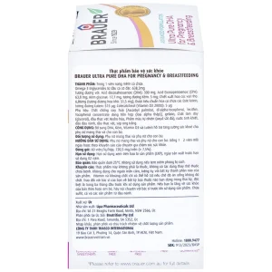 Viên uống hỗ trợ phụ nữ mang thai và phụ nữ cho con bú Brauer Ultra Pure Dha For Pregnancy & Breastfeeding (60 viên)