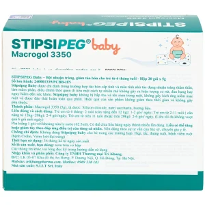 Bột nhuận tràng Stipsipeg Baby Macrogol 3350 giảm táo bón cho trẻ từ 6 tháng tuổi (20 gói x 5g)