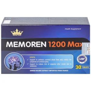 Viên uống hỗ trợ tăng cường tuần hoàn máu não Memoren 1200 Max Kingphar (Hộp 30 viên)