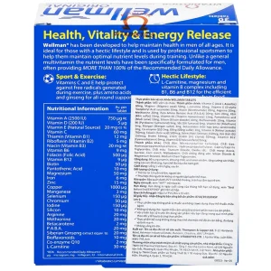 Viên uống Wellman Original Vitabiotics bổ sung vitamin, khoáng chất, hỗ trợ tăng cường sức khỏe cho nam giới (2 vỉ x 15 viên)