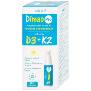 Xịt họng Dimao Pro Oral Spray D3 + K2 hỗ trợ bổ sung vitamin D và vitamin K2 cho cơ thể (25ml)