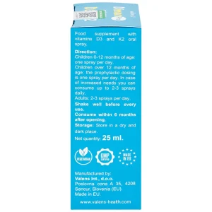 Xịt họng Dimao Pro Oral Spray D3 + K2 hỗ trợ bổ sung vitamin D và vitamin K2 cho cơ thể (25ml)