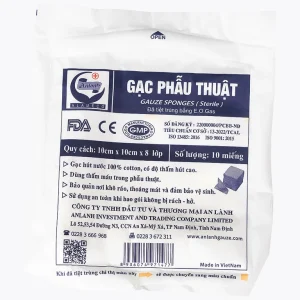 Gạc phẫu thuật TMC 10cm x 10cm x 8 lớp An Lành dùng thấm máu trong phẫu thuật (10 miếng)