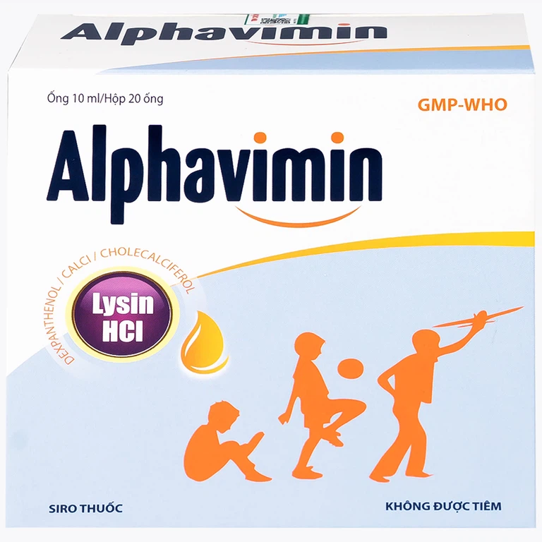 Thuốc Alphavimin 10ml Hadiphar bổ sung vitamin trong thời kỳ dưỡng bệnh, chế độ ăn đặc biệt (20 ống)