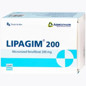 Thuốc Lipagim 200 Agimexpharm bổ sung cho chế độ ăn uống, điều trị tăng triglycerid máu (3 vỉ x 10 viên)