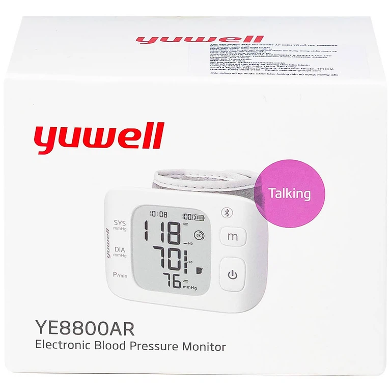 Máy đo huyết áp điện tử cổ tay Yuwell YE8800AR cảnh báo rung nhĩ, ngăn ngừa đột quỵ