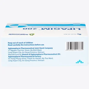 Thuốc Lipagim 200 Agimexpharm bổ sung cho chế độ ăn uống, điều trị tăng triglycerid máu (3 vỉ x 10 viên)