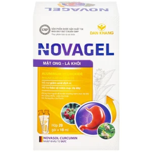Thực phẩm bảo vệ sức khỏe Novagel Dân Khang hỗ trợ giảm acid dịch vị, bảo vệ niêm mạc dạ dày (Hộp 20 gói x 10ml)