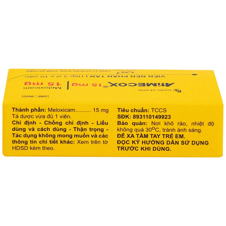 Thuốc Atimecox 15mg An Thiên giảm các dấu hiệu và triệu chứng của viêm xương khớp (3 vỉ x 10 viên)
