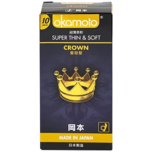 Bao cao su Okamoto Crown kích cỡ nhỏ, siêu mỏng, mềm mại dùng để phòng tránh thai và ngăn ngừa HIV (10 cái)