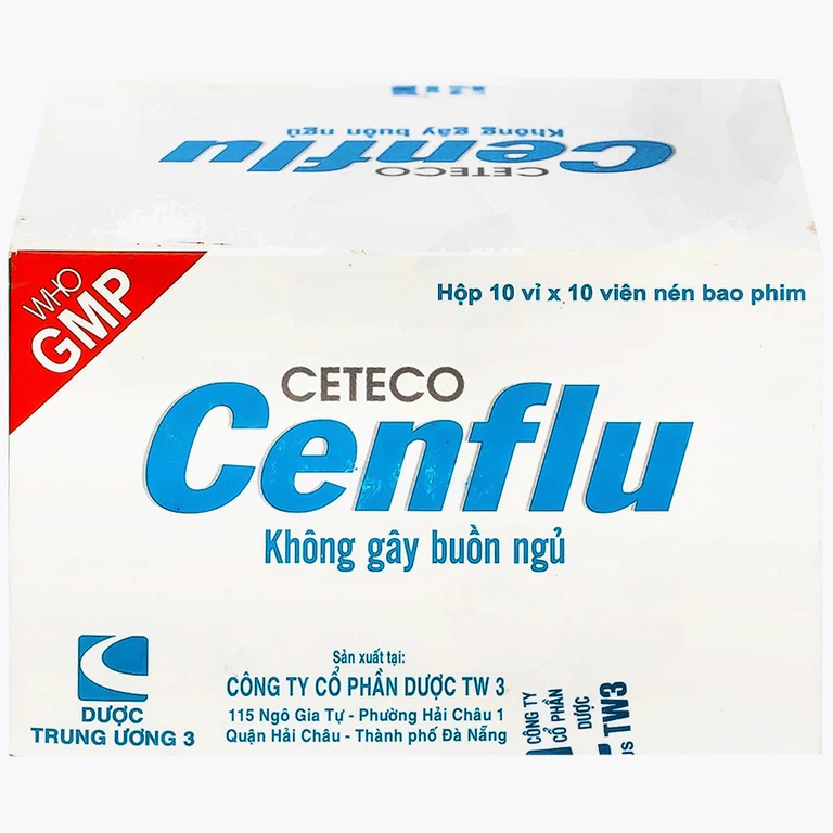 Thuốc Ceteco Cenflu TW3 không gây buồn ngủ, giảm cơn đau do viêm xoang (10 vỉ x 10 viên)