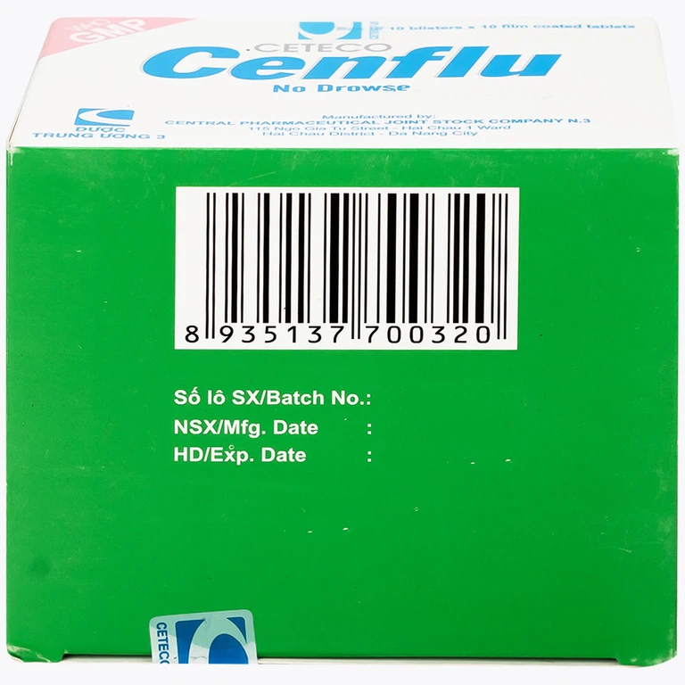 Thuốc Ceteco Cenflu TW3 không gây buồn ngủ, giảm cơn đau do viêm xoang (10 vỉ x 10 viên)