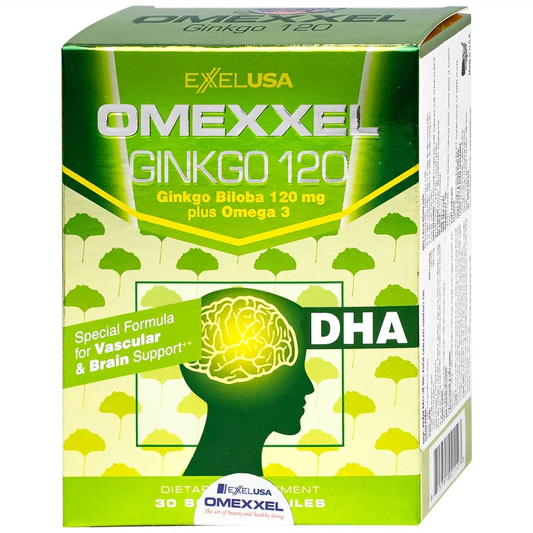 Viên uống Omexxel Ginkgo 120 Excelife tăng cường tuần hoàn máu não, tốt cho tim mạch (2 vỉ x 15 viên)