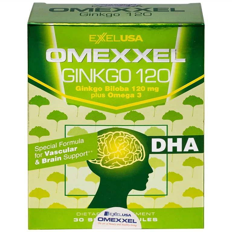 Viên uống Omexxel Ginkgo 120 Excelife tăng cường tuần hoàn máu não, tốt cho tim mạch (2 vỉ x 15 viên)