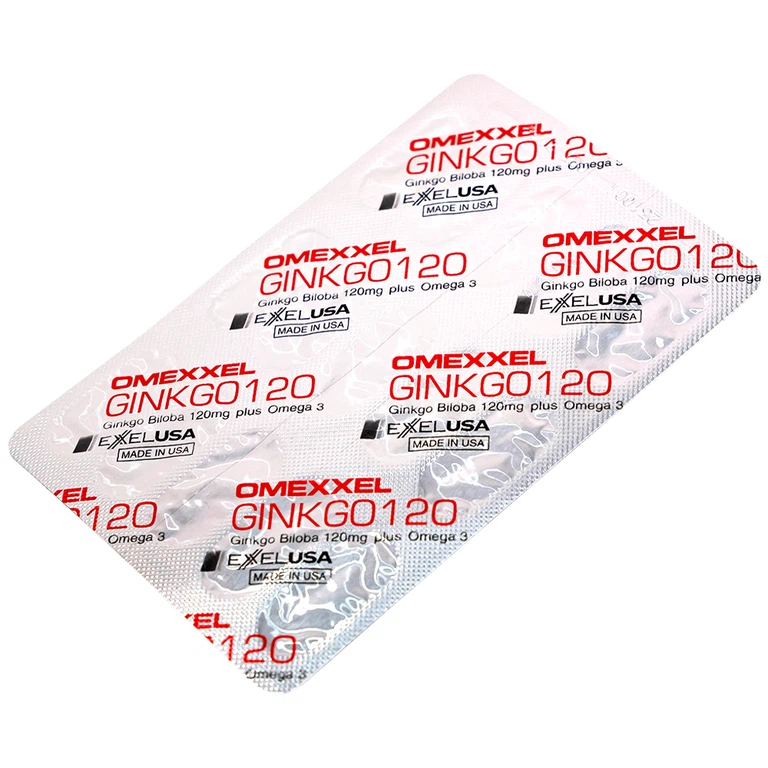 Viên uống Omexxel Ginkgo 120 Excelife tăng cường tuần hoàn máu não, tốt cho tim mạch (2 vỉ x 15 viên)