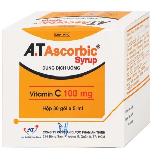 Dung dịch uống A.T Ascorbic Syrup 100mg bổ sung vitamin C, điều trị bệnh scorbut (30 gói x 5ml)