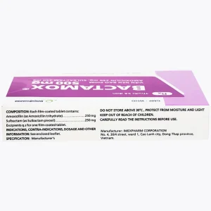 Thuốc Bactamox 500mg Imexpharm điều trị nhiễm khuẩn đường hô hấp dưới, viêm tai giữa (2 vỉ x 7 viên)