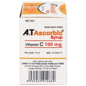 Dung dịch uống A.T Ascorbic Syrup 100mg bổ sung vitamin C, điều trị bệnh scorbut (30 gói x 5ml)
