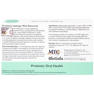 Viên ngậm Biogaia Prodentis Lozenges For Gums And Teeth vị bạc hà hỗ trợ bảo vệ sức khỏe răng lợi (3 vỉ x 10 viên)