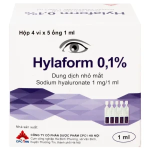 Thuốc nhỏ mắt Hylaform 0,1% CPC1HN điều trị triệu chứng khô mắt, rối loạn biểu mô giác mạc (4 vỉ x 5 ống)