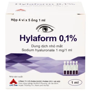 Thuốc nhỏ mắt Hylaform 0,1% CPC1HN điều trị triệu chứng khô mắt, rối loạn biểu mô giác mạc (4 vỉ x 5 ống)