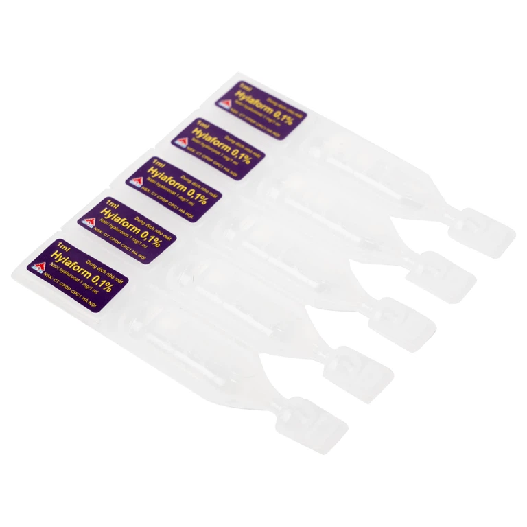 Thuốc nhỏ mắt Hylaform 0,1% CPC1HN điều trị triệu chứng khô mắt, rối loạn biểu mô giác mạc (4 vỉ x 5 ống)