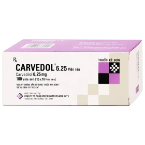 Thuốc Carvedol 6.25 United điều trị tăng huyết áp, bệnh mạch vành (10 vỉ x 10 viên)