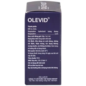 Thuốc nhỏ mắt Olevid Olopatadine 5ml Merap điều trị triệu chứng ngứa mắt của bệnh viêm kết mạc dị ứng