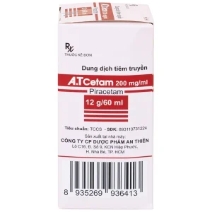 Dung dịch tiêm truyền A.T Cetam 200mg/ml An Thiên điều trị triệu chứng của hội chứng tâm thần (60ml)