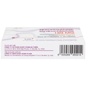 Thuốc Fexofenadine Hydrochloride 180mg An Thiên điều trị viêm mũi dị ứng theo mùa (3 vỉ x 10 viên)