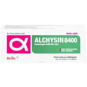 Thuốc Alchysin 8400 Reliv điều trị các trường hợp phù nề sau chấn thương (2 vỉ x 10 viên)