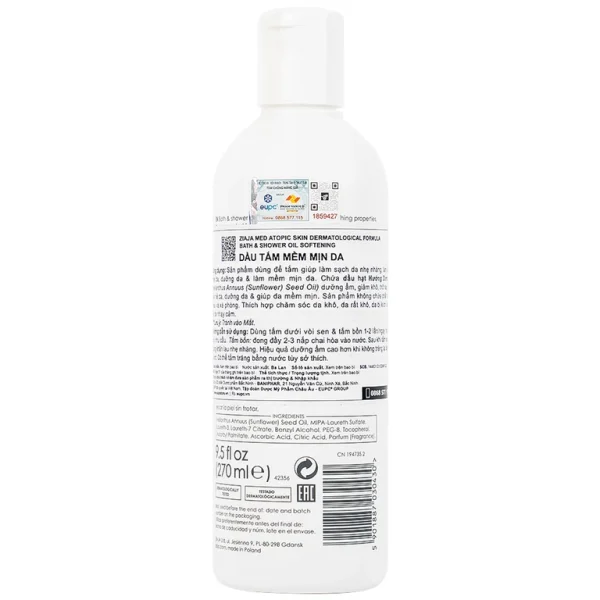 Dầu tắm Ziaja Med Atopic Skin giúp làm sạch da dịu nhẹ, dưỡng da và làm mềm mịn da (270ml)