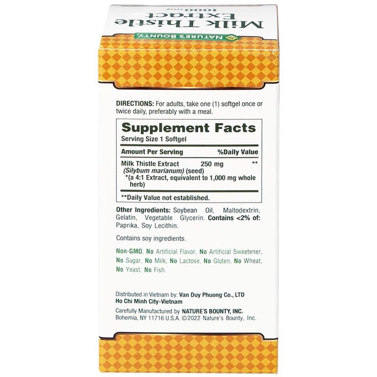 Viên uống Milk Thistle Nature's Bounty hỗ trợ tăng cường chức năng gan, bảo vệ gan (50 viên)